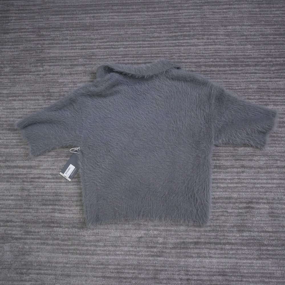 Worthington Loft Gray Eyelash Knit Short Sleeve Polo Sweater Small NWT - Picture 2 of 7